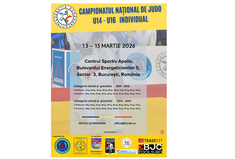 Bucureștiul găzduiește Campionatele Naționale de Judo U14 și U16